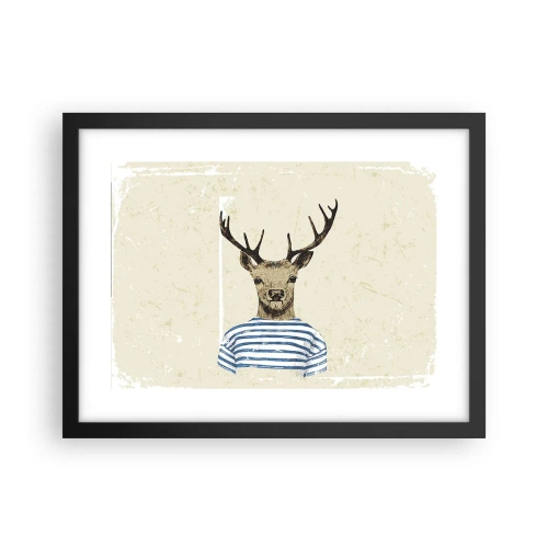 Pôster com moldura preta - Porque eu gosto de camisas listradas! - 40x30 cm