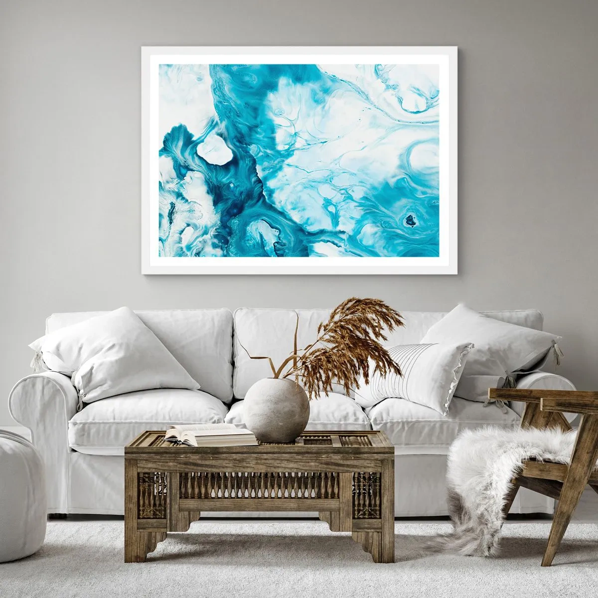 Pôster em moldura branca - Concerto Azul - 30x30 cm