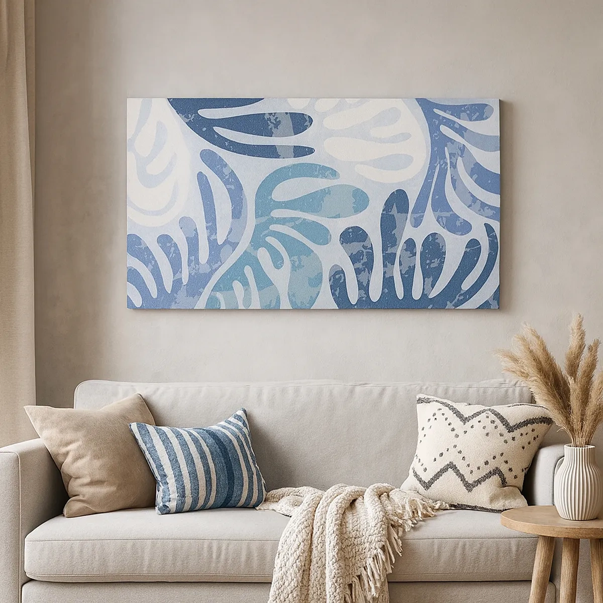 Quadro em tela - Samambaias azuis - 30x30 cm