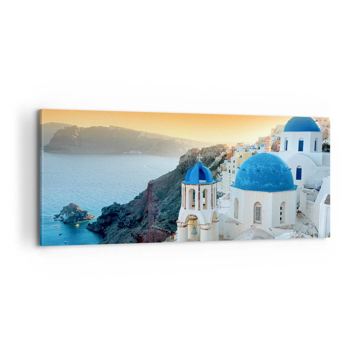 Quadro em tela - Santorini - abraçada às rochas - 100x40 cm