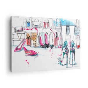 Quadro em tela - Gráficos artísticos com saltos altos e acessórios - 70x50cm - Abre-te, sésamo - Decoração de parede moderna para a sala de estar e quarto ARTTOR
