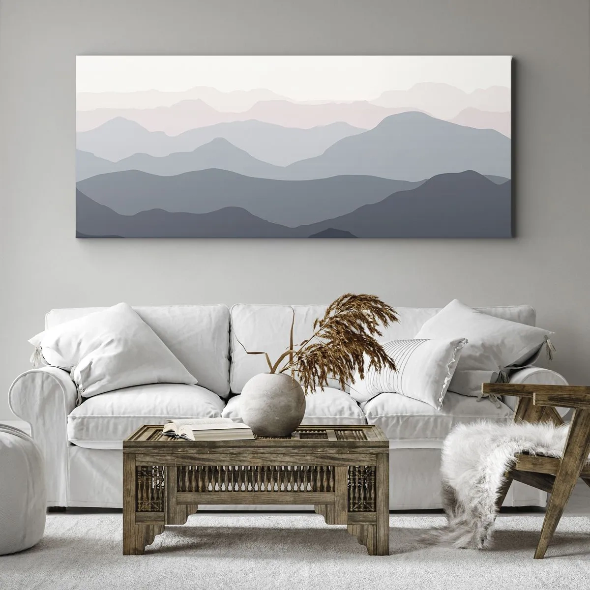 Quadro em tela - Ondas de montanha - 120x50 cm