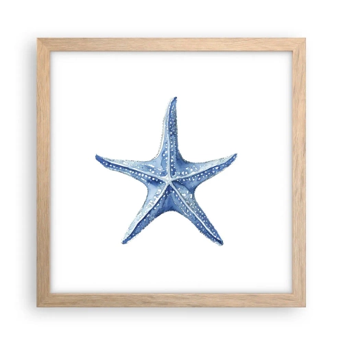 Pôster com moldura de carvalho claro - Estrela do mar - 30x30 cm