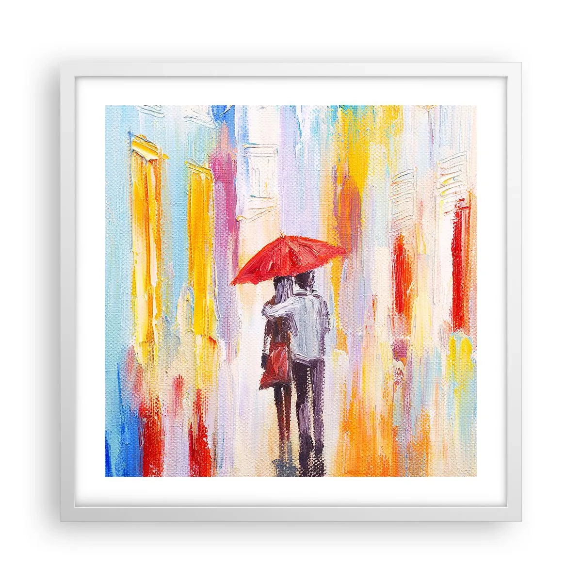 Pôster em moldura branca - Que continue a chover - 50x50 cm