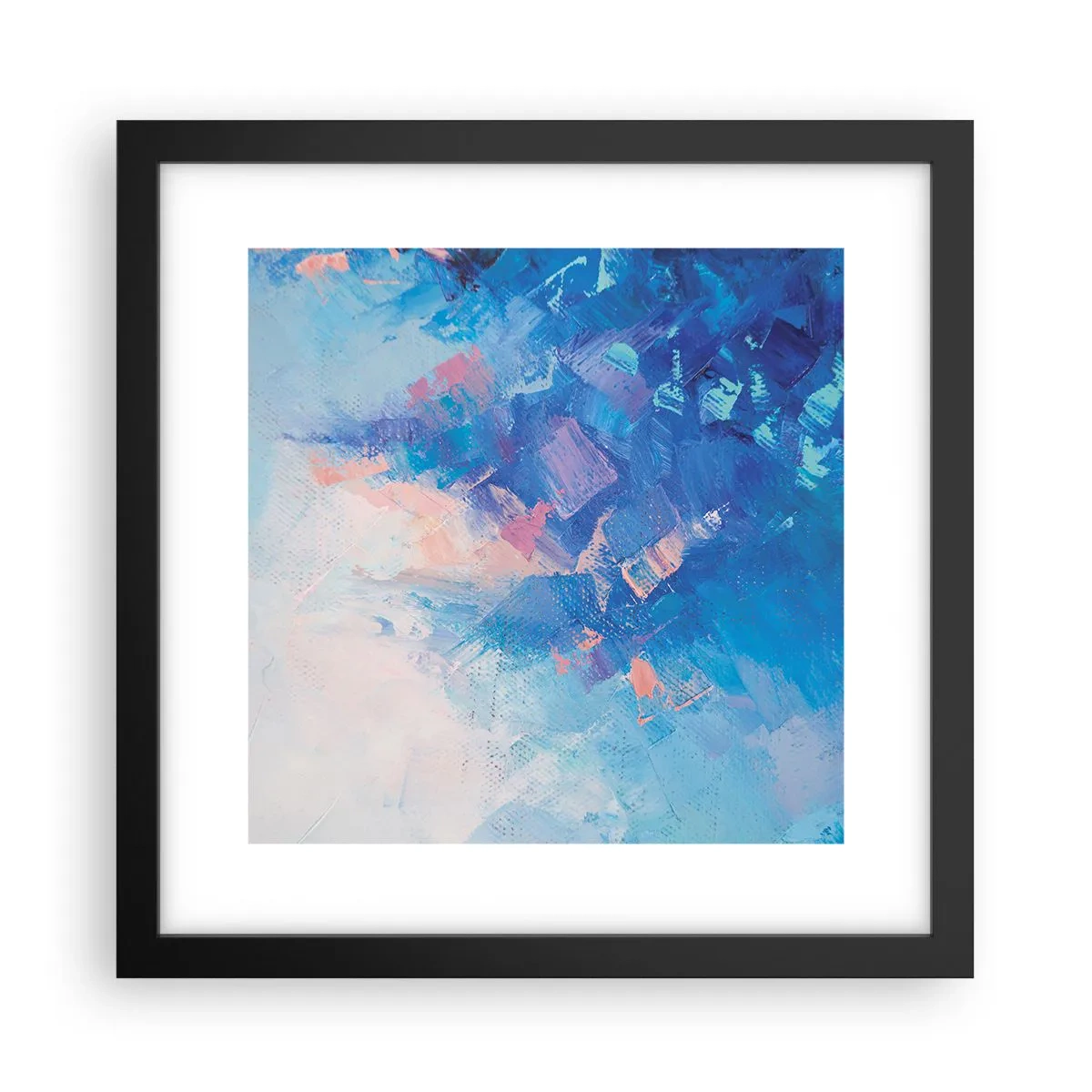 Pôster com moldura preta - Abstração de inverno - 30x30 cm