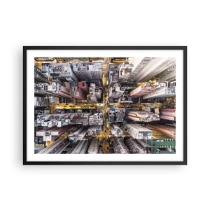 Pôster com moldura preta - Saudações de Hong Kong - 70x50 cm