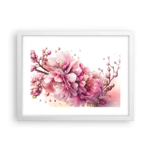 Pôster em moldura branca - Flor de cerejeira - 40x30 cm