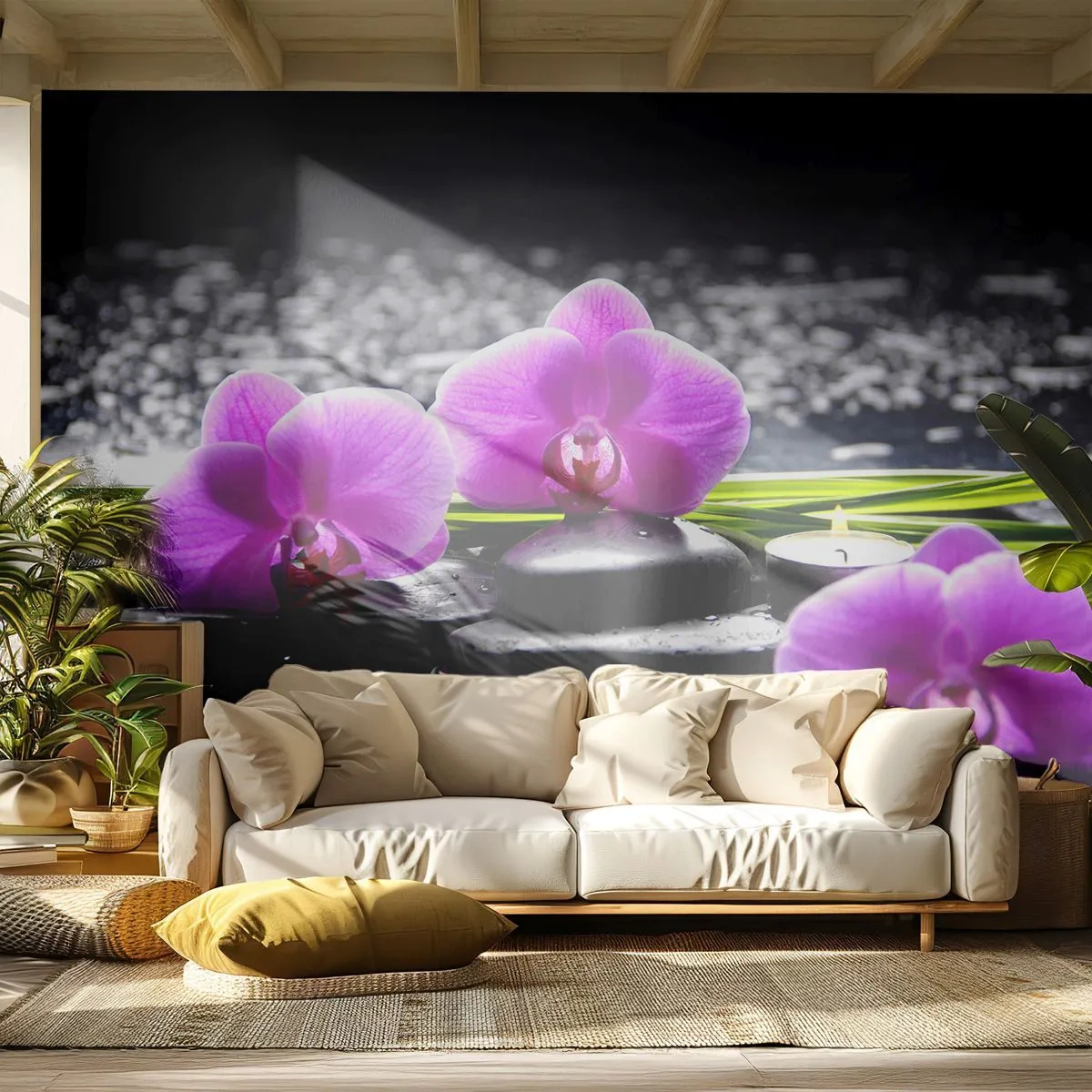 Papel de Parede Autocolante Deluxe Sticker - Afogar-se na paz e sossego - Flores, Orquídea, Orquídea - 250x175 cm