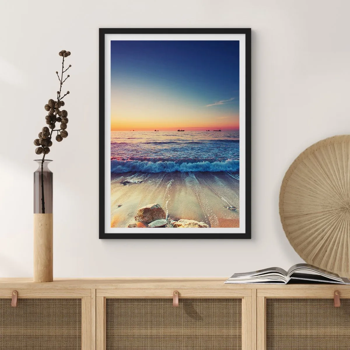 Pôster com moldura preta - E além do horizonte? - 30x40 cm