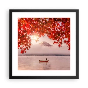 Pôster com moldura preta - No clima japonês - 40x40 cm