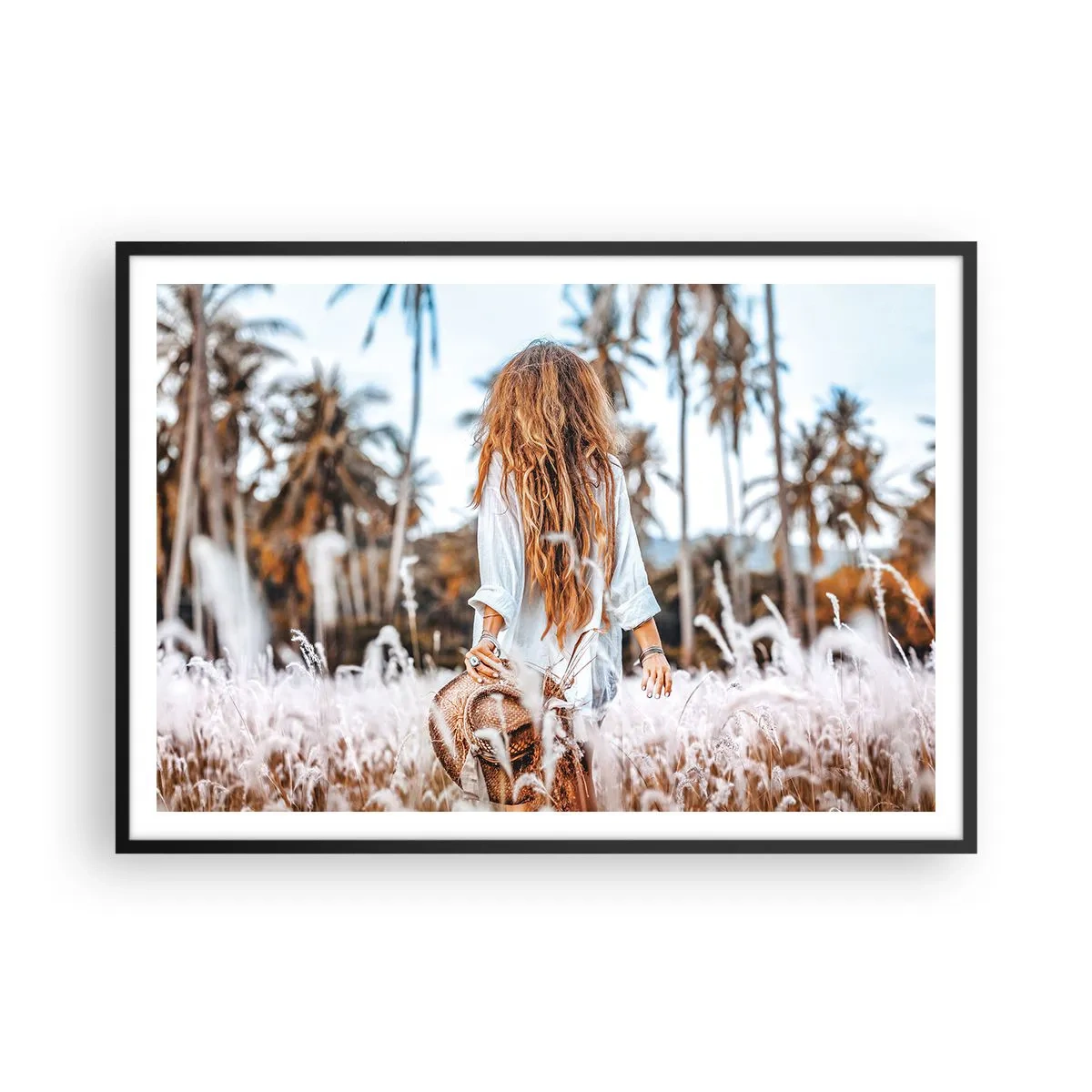 Pôster com moldura preta - Nascida da maciez da relva - 100x70 cm
