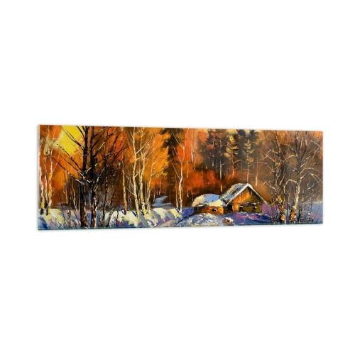 Quadro em vidro - Impressão de inverno ao sol - 160x50 cm