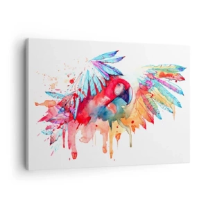 Quadro em tela - Um papagaio em estilo artístico de aquarela - 70x50cm - Papagaios coloridos - Decoração de parede moderna para a sala de estar e quarto ARTTOR