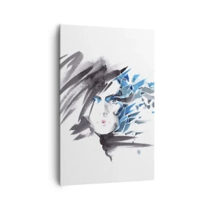 Quadro em tela - Retrato sensual em cinza e azul - 80x120 cm