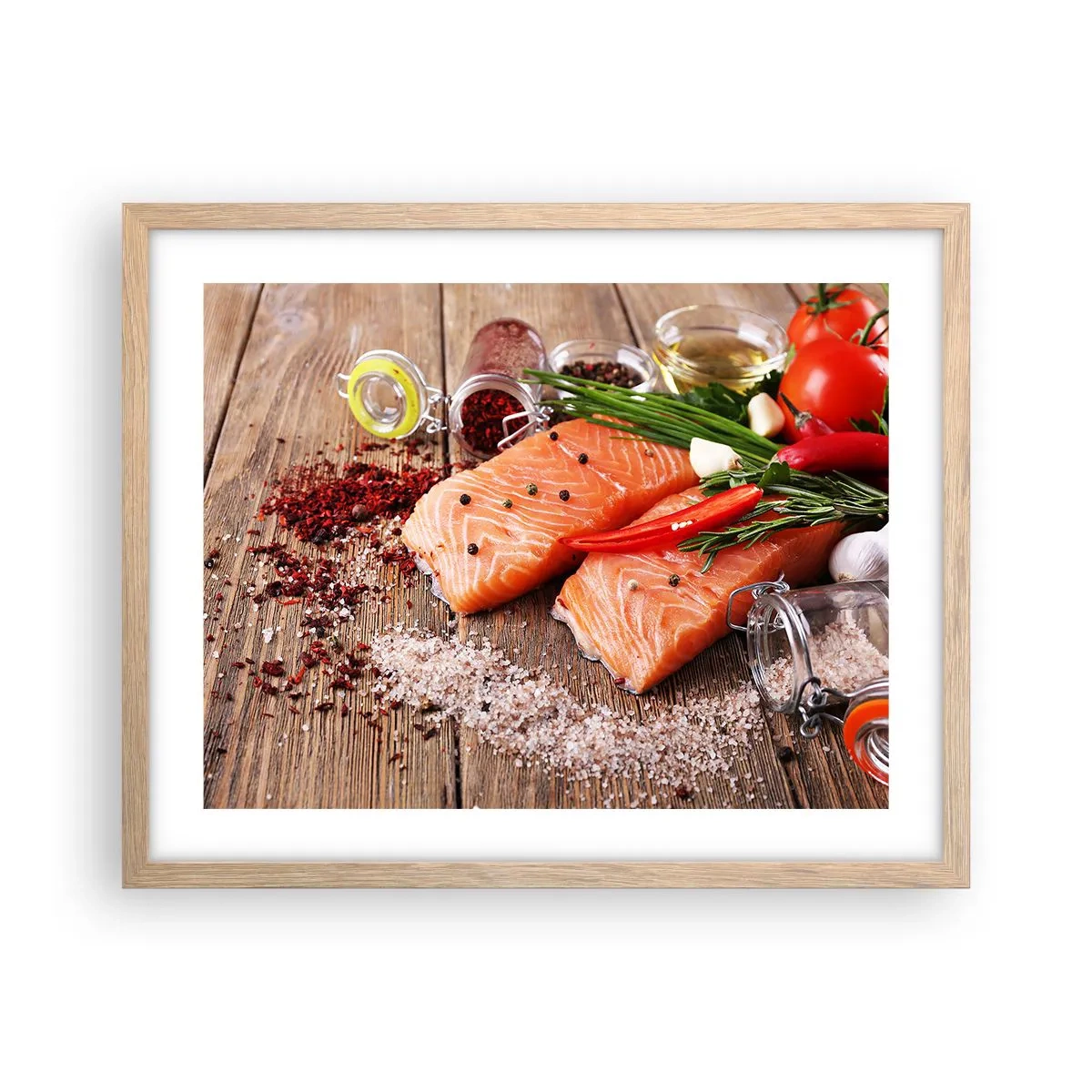 Pôster com moldura de carvalho claro - Aventura norueguesa na cozinha - 50x40 cm