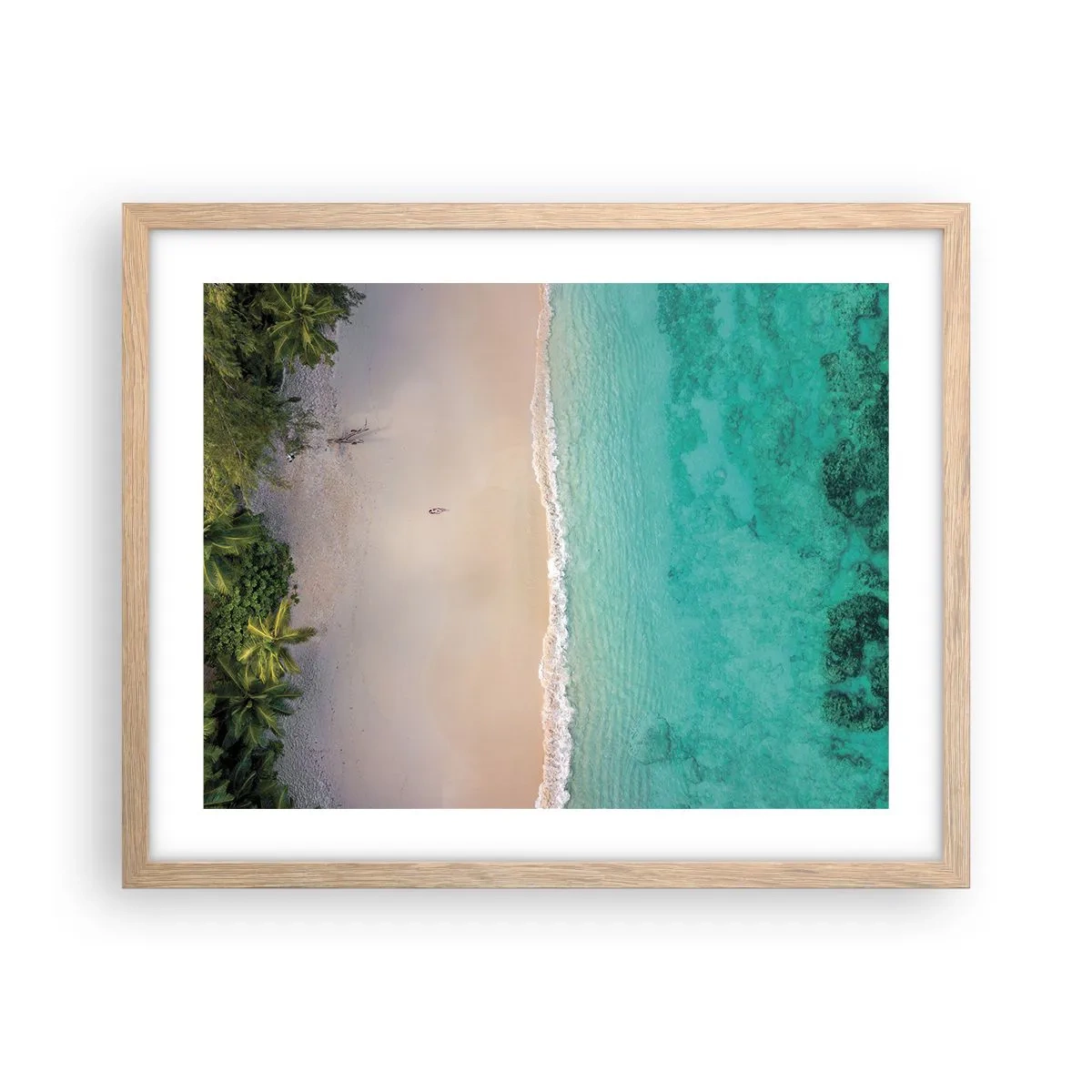 Pôster com moldura de carvalho claro - Praia do paraíso - 50x40 cm