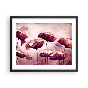 Pôster com moldura preta - Pétala vermelha e branca - 50x40 cm