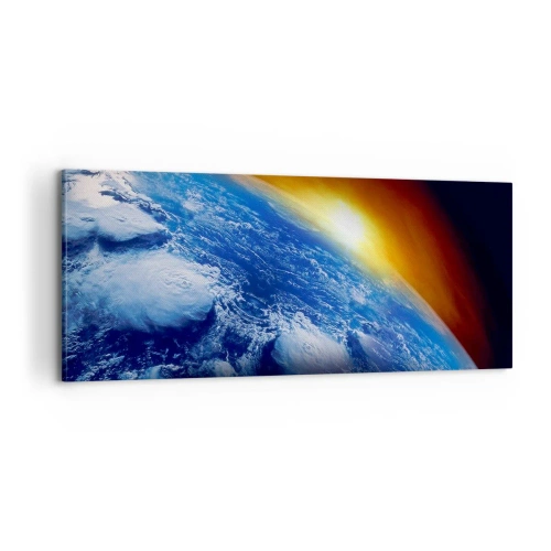 Quadro em tela - Nascer do sol sobre o planeta azul - 100x40 cm