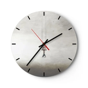 Relógio de parede - Relógio em vidro - Uma figura em um balanço suspensa em um espaço minimalista - 30x30cm - A criança em nós - Decoração de parede moderna para a sala de estar, cozinha e quarto ARTTOR