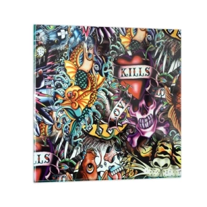 Quadro em vidro - O sonho do tatuador - 50x50 cm