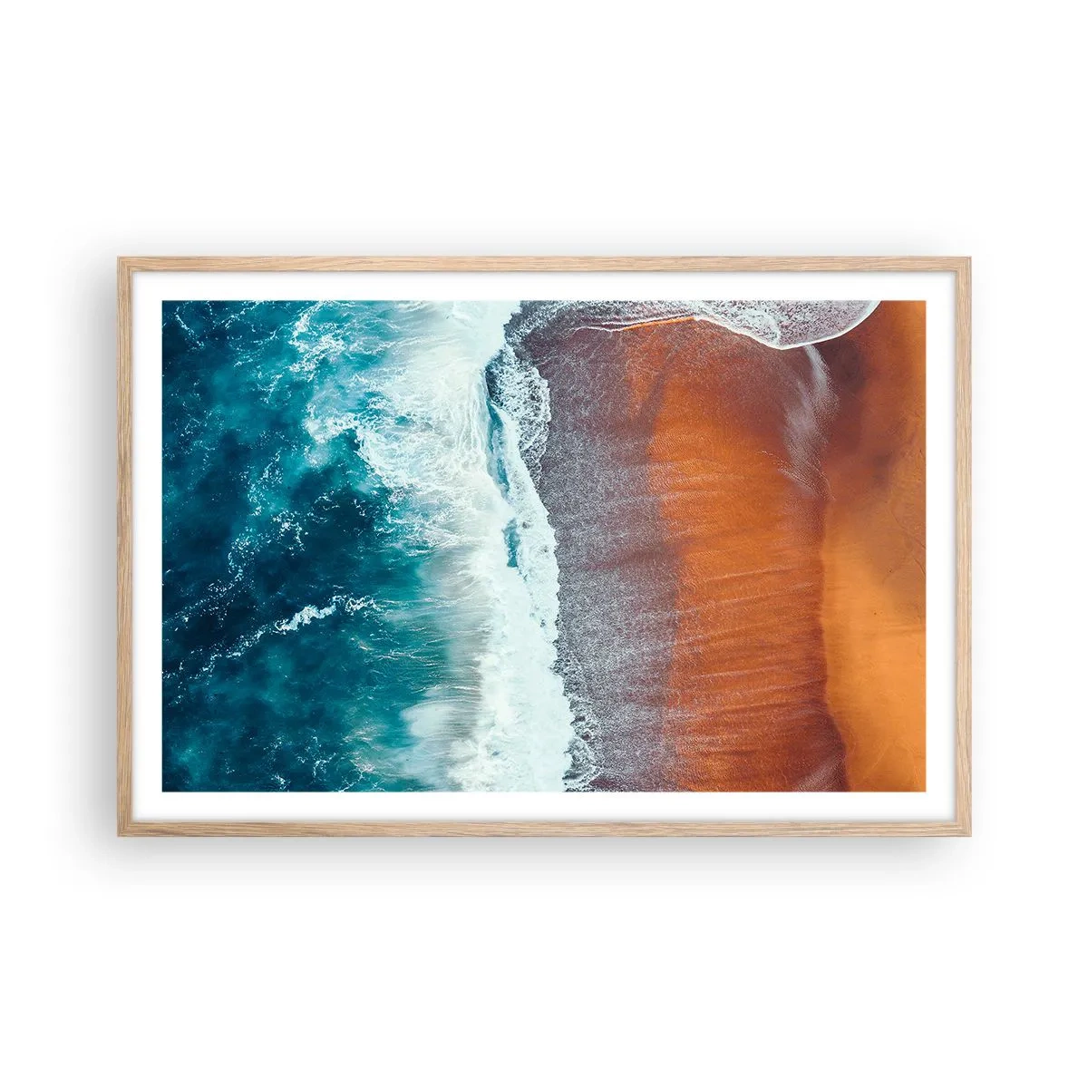Pôster com moldura de carvalho claro - Toque do oceano - 91x61 cm