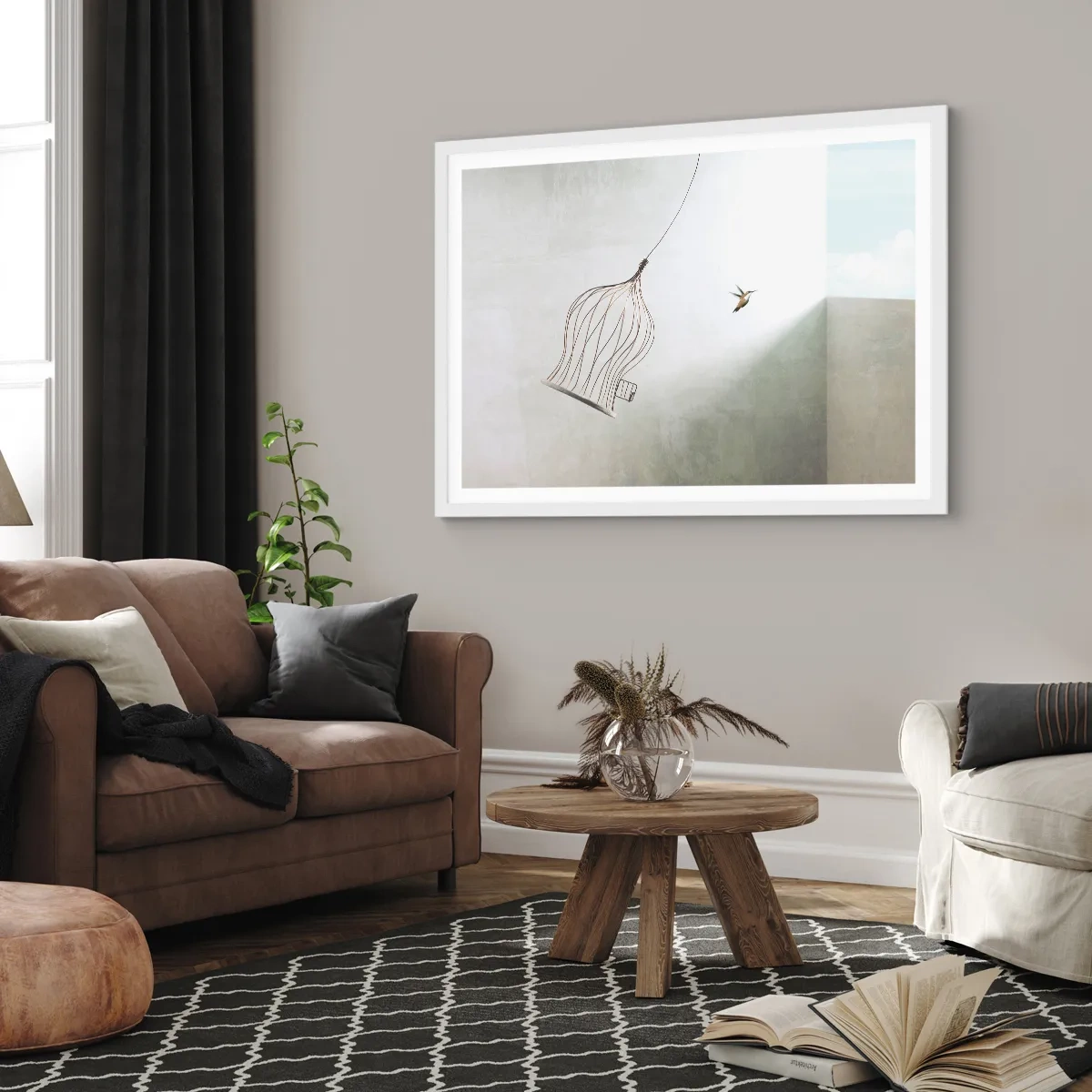 Pôster em moldura branca - Enfim a liberdade - 50x40 cm