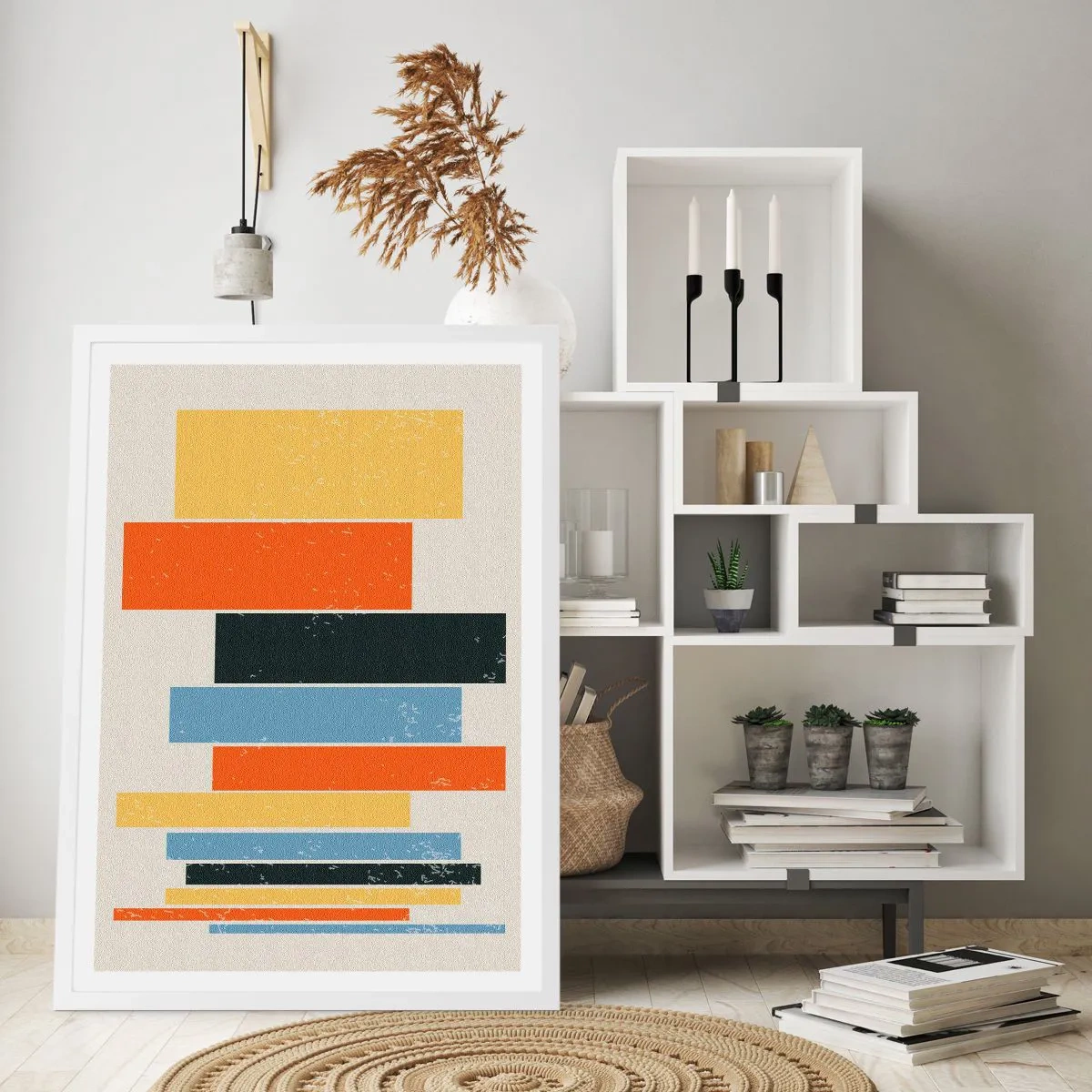 Pôster em moldura branca - Notação musical - 70x100 cm