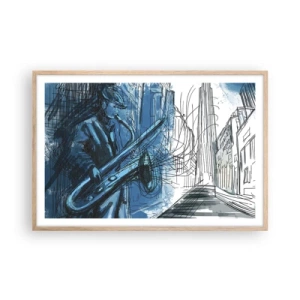 Pôster com moldura de carvalho claro - Rapsódia Urbana - 91x61 cm