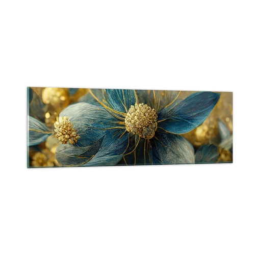 Quadro em vidro - Florescer com ouro - 90x30 cm