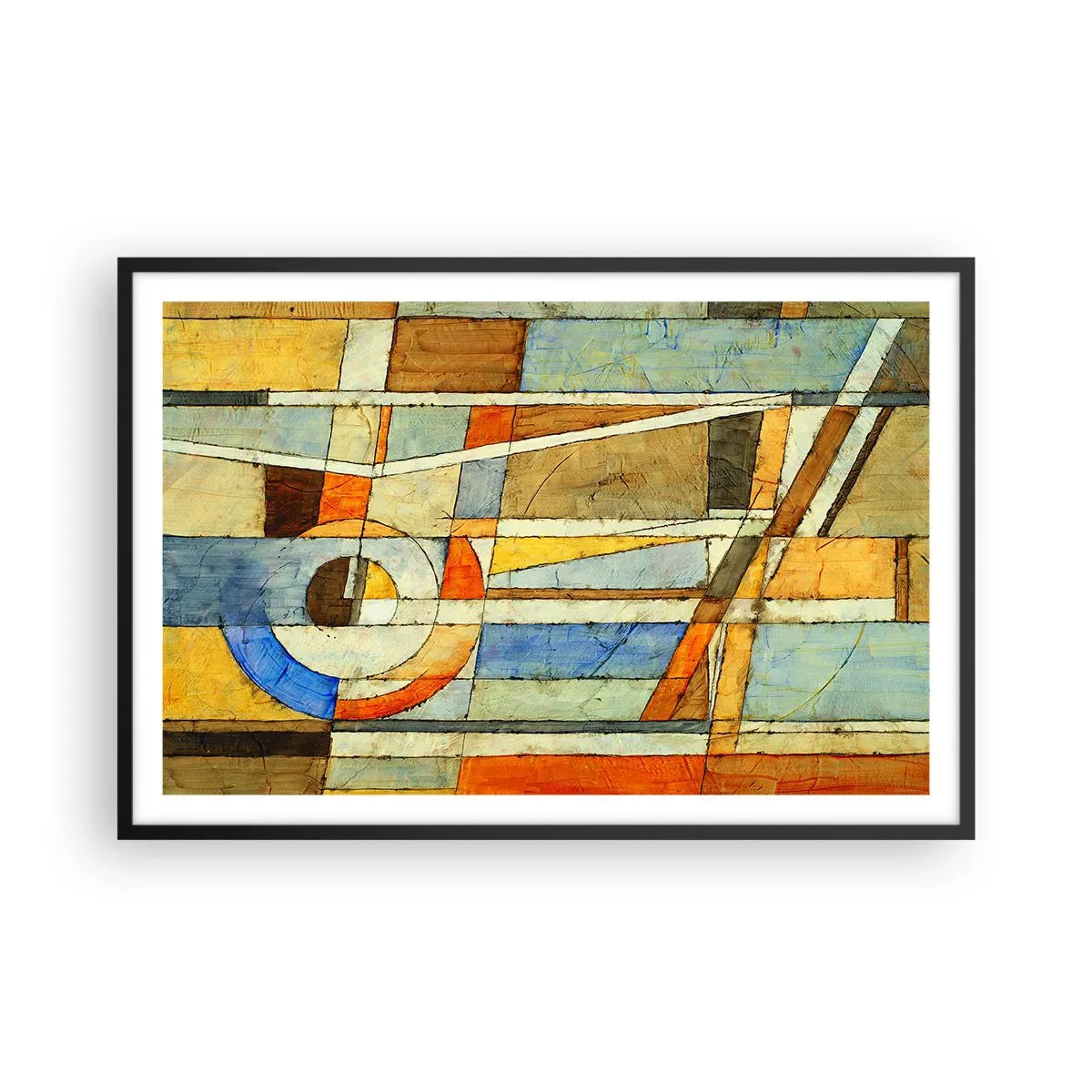 Pôster com moldura preta - Cubismo em construção - 91x61 cm