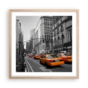 Pôster com moldura de carvalho claro - Sol da cidade grande - 50x50 cm