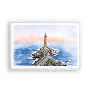 Pôster em moldura branca - De frente para o mar - 91x61 cm