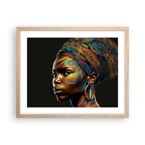 Pôster com moldura de carvalho claro - Rainha africana - 50x40 cm