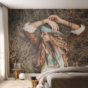 Papel de Parede Premium Canvas - A caminho do verão do amor - Boho, Mulher, Joia - 350x256 cm