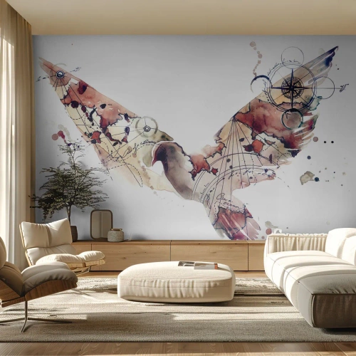 Papel de Parede Premium Canvas - Andarilho voador - Pássaros, Pombo, Abstração - 200x140 cm