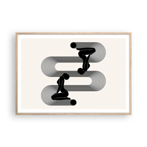 Pôster com moldura de carvalho claro - Simetria sensual - 100x70 cm