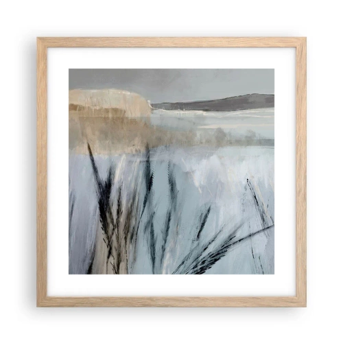 Pôster com moldura de carvalho claro - Campos de inverno - 40x40 cm