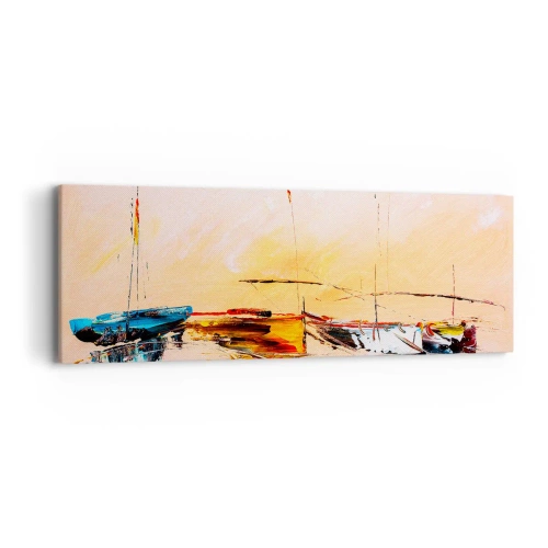 Quadro em tela - Noite na marina - 90x30 cm