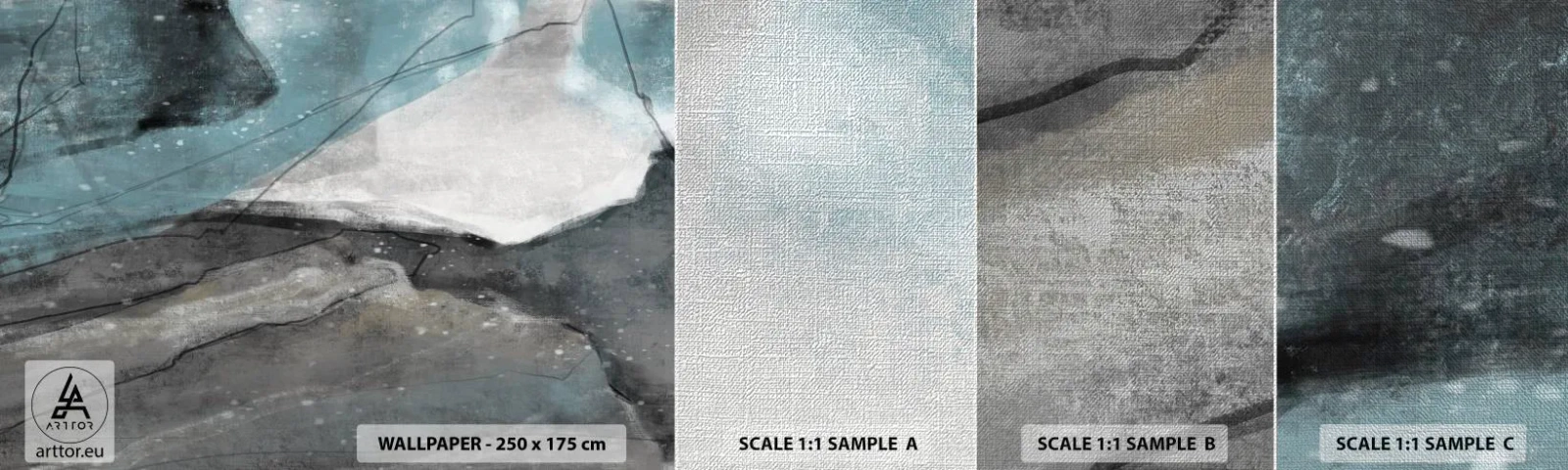 Amostra de papel de parede Premium Canvas - Resumo: rochas e gelo - Minimalismo, Pedaço, Moderno - 100x30 cm