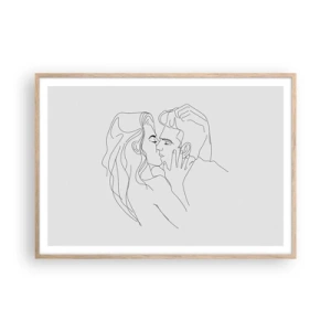 Pôster com moldura de carvalho claro - Com a mesma linha - 100x70 cm