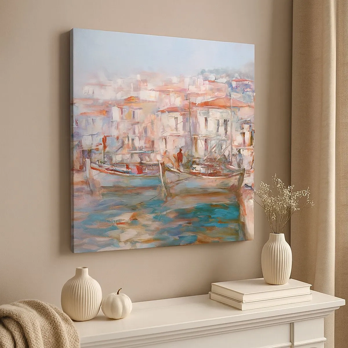 Quadro em tela - Férias em pastel - 30x30 cm