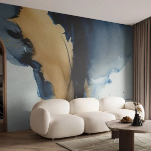 Papel de Parede Premium Sand - Atrás da cortina - Abstração, Tinta, Pedaço - 250x175 cm