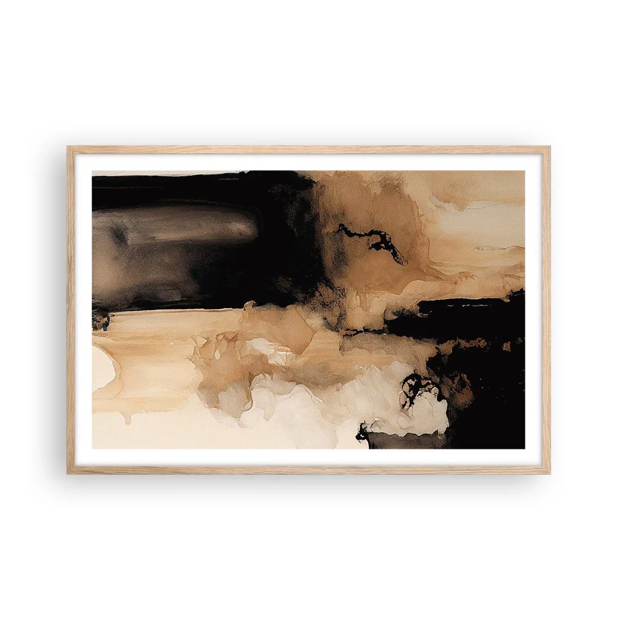 Pôster com moldura de carvalho claro - Abstração intrigante - 91x61 cm