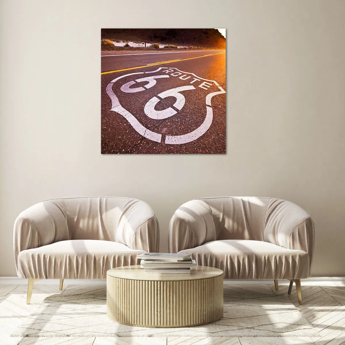 Quadro em vidro - A famosa estrada 66 - 40x40 cm