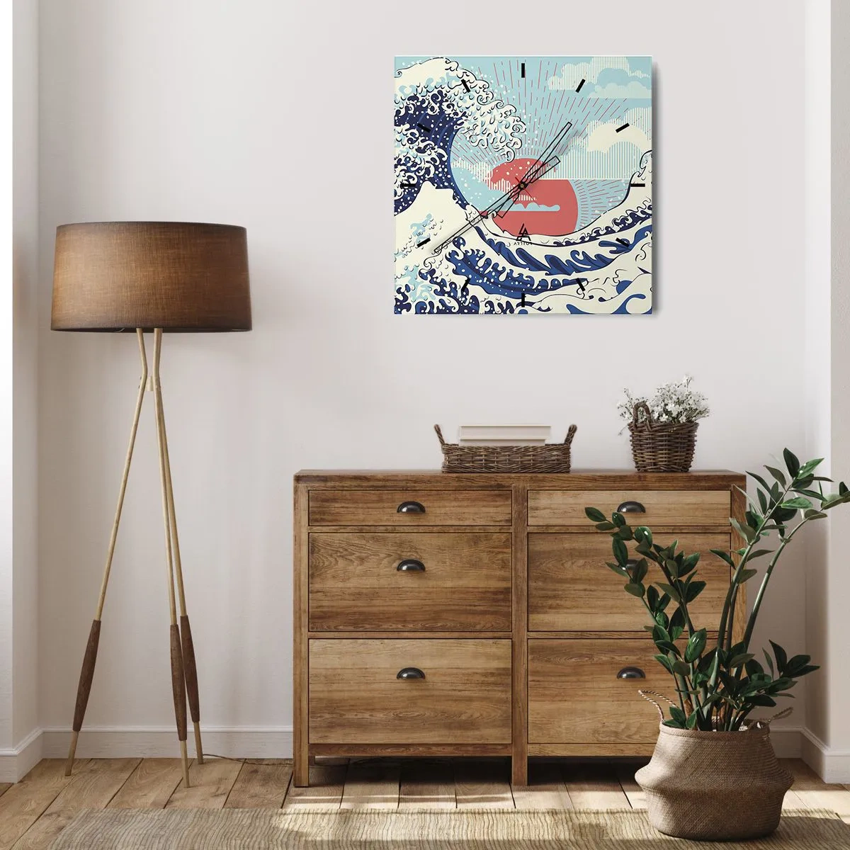 Relógio de parede - Relógio em vidro - Das inspirações japonesas - 30x30 cm