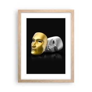 Pôster com moldura de carvalho claro - A vida é um teatro - 30x40 cm