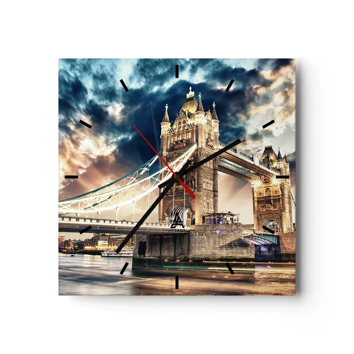 Relógio de parede - Relógio em vidro - Monumento ao Império Vitoriano - 40x40 cm