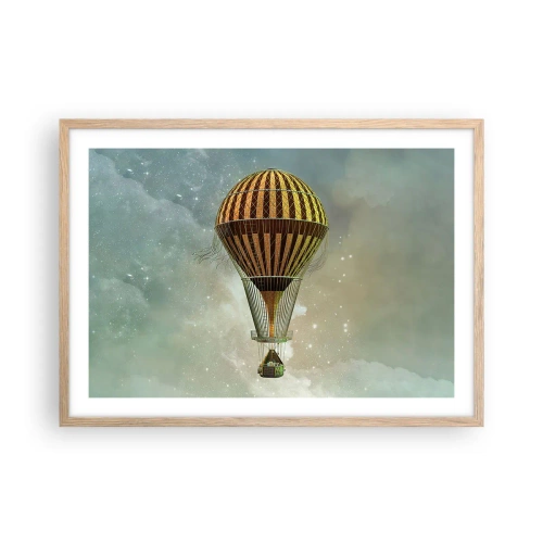 Pôster com moldura de carvalho claro - Voos pioneiros - 70x50 cm