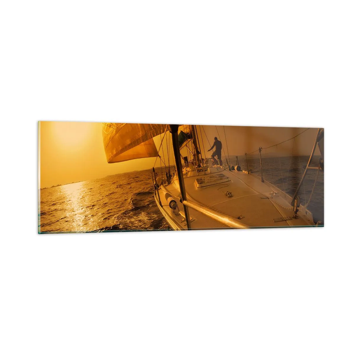 Quadro em vidro - Noite dourada depois de um dia multicolorido - 90x30 cm