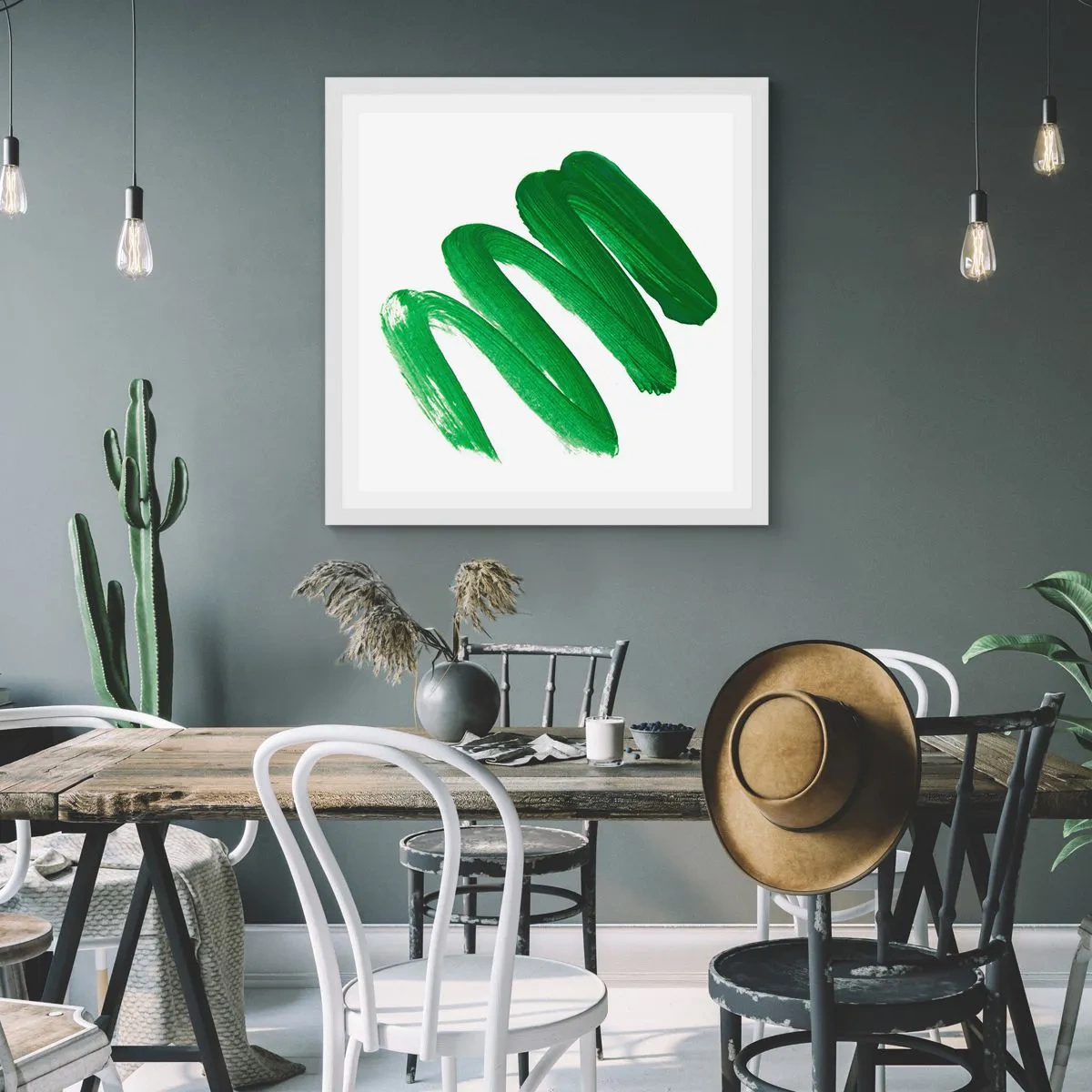 Pôster em moldura branca - Piada verde - 60x60 cm